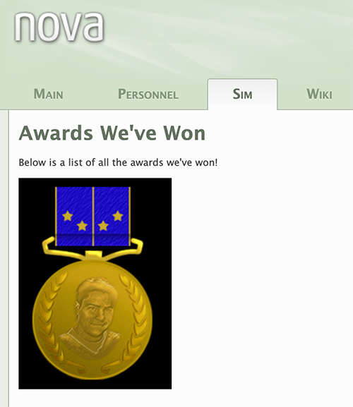 Sim Awards Page